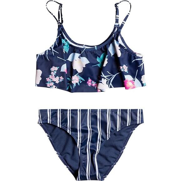 Roxy Girls Flowers Addict Flutter Bikini Swimsuit Set Size 7 NWT - Picture 1 of 7
